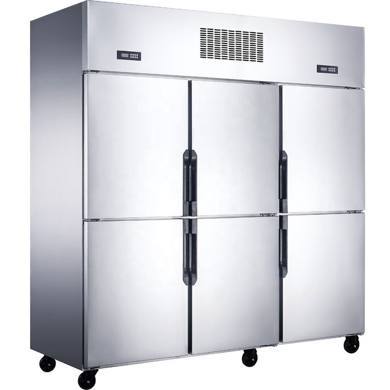 Congelador profundo de degelo automático Refrigerador comercial 2 portas Refrigerador vertical de aço inoxidável para hotel
