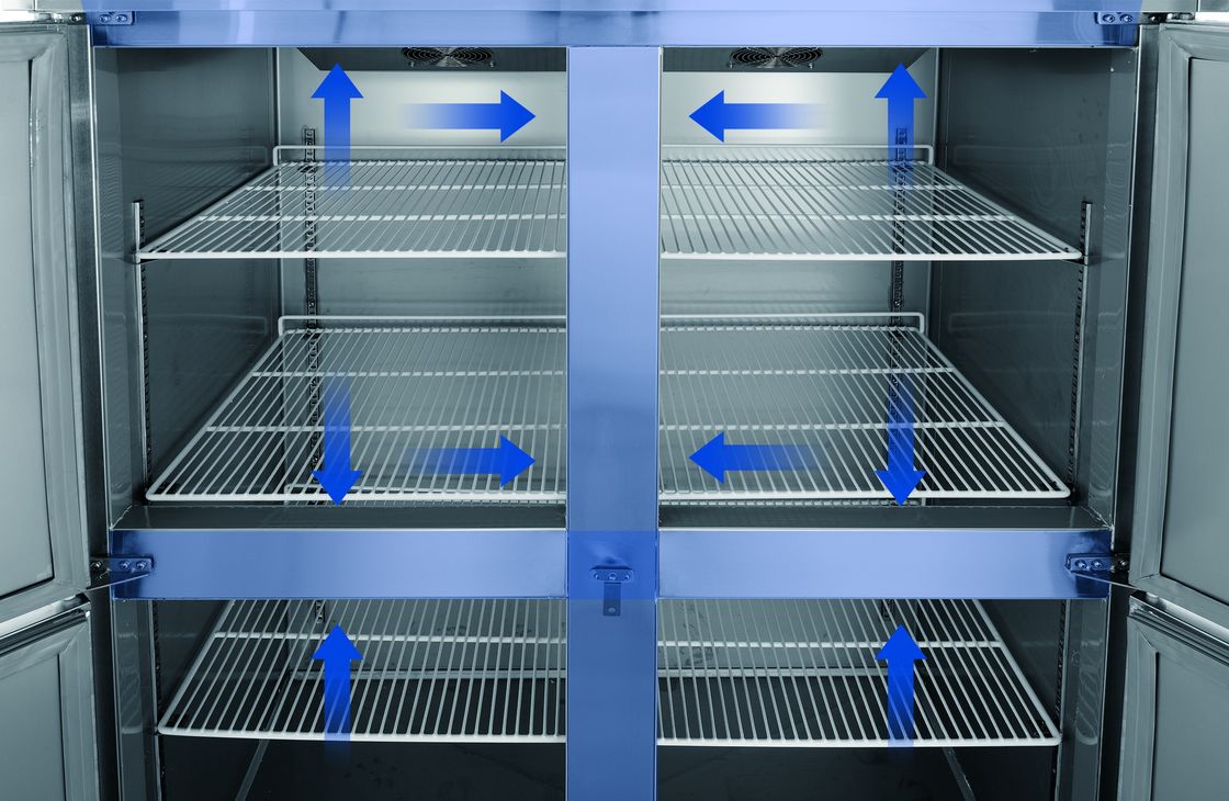 Congelador profundo de degelo automático Refrigerador comercial 2 portas Refrigerador vertical de aço inoxidável para hotel