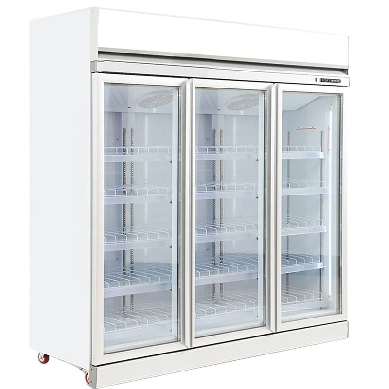 Vitrine de exposição de porta de vidro comercial Refrigerador de bebidas Refrigerador de exibição comercial Congeladores de exibição