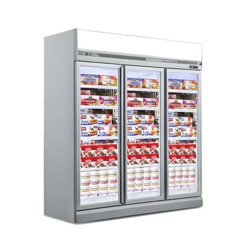 Vitrine de exposição de porta de vidro comercial Refrigerador de bebidas Refrigerador de exibição comercial Congeladores de exibição