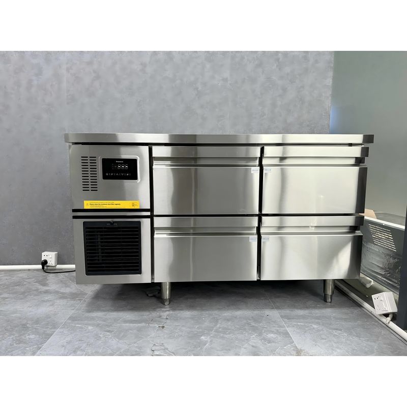 Refrigerador de Gavetas Comercial em Aço Inoxidável com 4 Gavetas, Temperatura Única e Corrediças Importadas