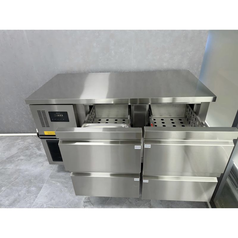 Refrigerador de Gavetas Comercial em Aço Inoxidável com 4 Gavetas, Temperatura Única e Corrediças Importadas