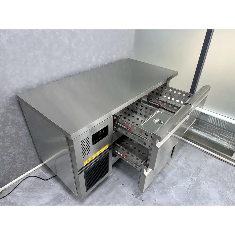 Refrigerador de Gavetas Comercial em Aço Inoxidável com 4 Gavetas, Temperatura Única e Corrediças Importadas